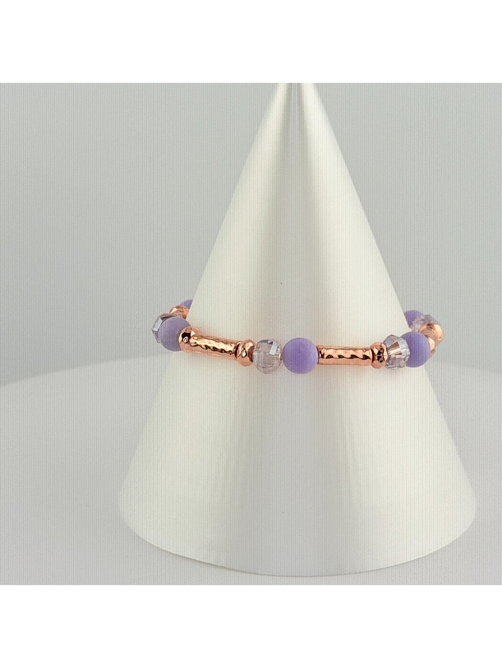 Bomb Party Single Stack Stretchy Beaded Bracelet - on Rose Gold #15